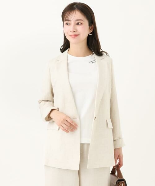 Maison de CINQ / メゾン ドゥ サンク テーラードジャケット | 【小さいサイズ】リネン混テーラードジャケット/洗える/セットアップ対応 | 詳細1