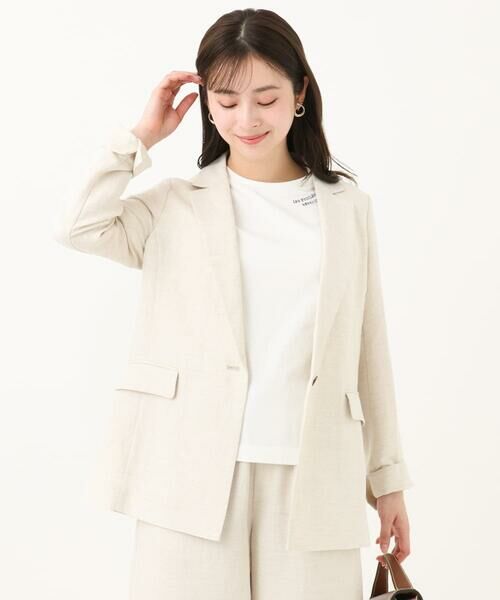 Maison de CINQ / メゾン ドゥ サンク テーラードジャケット | 【小さいサイズ】リネン混テーラードジャケット/洗える/セットアップ対応 | 詳細2