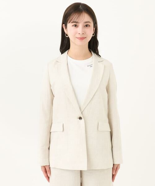 Maison de CINQ / メゾン ドゥ サンク テーラードジャケット | 【小さいサイズ】リネン混テーラードジャケット/洗える/セットアップ対応 | 詳細3