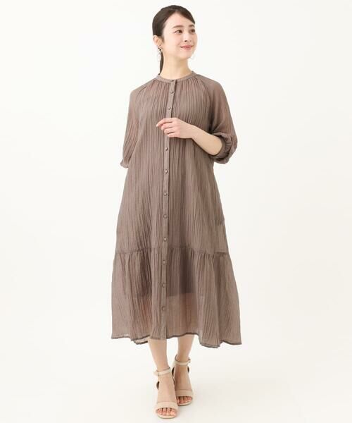 Maison de CINQ / メゾン ドゥ サンク ロング・マキシ丈ワンピース | 【小さいサイズ】ソフト楊柳ティアードワンピース/洗える | 詳細4