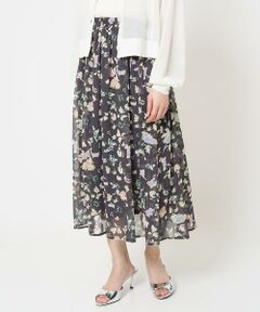 Maison de CINQ / メゾン ドゥ サンク ロング・マキシ丈スカート | 【小さいサイズ】花柄シフォンスカート/丈の長さが選べる/洗える/セットアップ対応