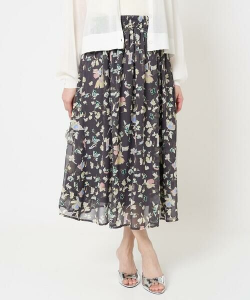 Maison de CINQ / メゾン ドゥ サンク ロング・マキシ丈スカート | 【小さいサイズ】花柄シフォンスカート/丈の長さが選べる/洗える/セットアップ対応 | 詳細1