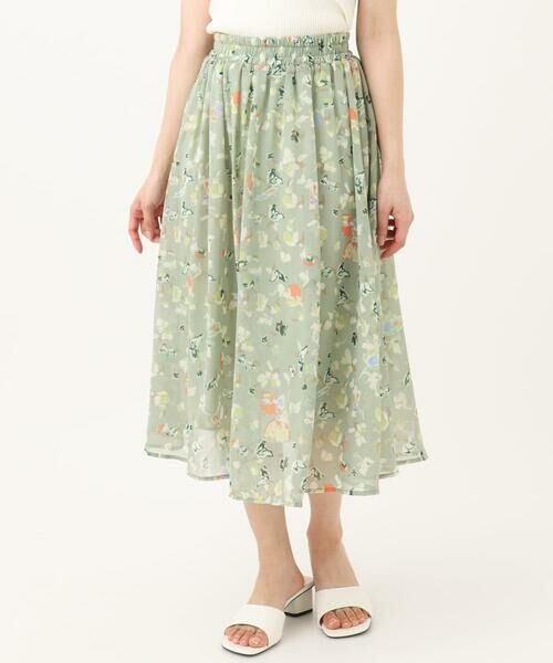 Maison de CINQ / メゾン ドゥ サンク ロング・マキシ丈スカート | 【小さいサイズ】花柄シフォンスカート/丈の長さが選べる/洗える/セットアップ対応 | 詳細11