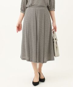 【小さいサイズ】幾何柄ジャージータックスカート/洗える/セットアップ対応