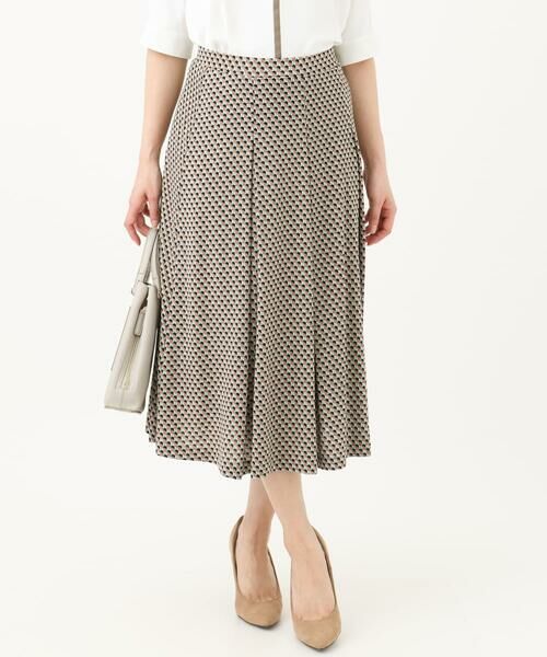 Maison de CINQ / メゾン ドゥ サンク ロング・マキシ丈スカート | 【小さいサイズ】幾何柄ジャージータックスカート/洗える/セットアップ対応 | 詳細2