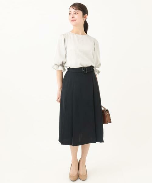 セール】 【小さいサイズ】ベルト付きタックプリーツスカート