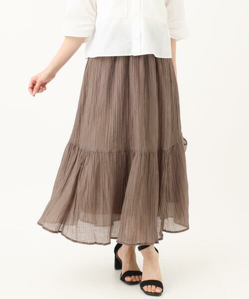 Maison de CINQ / メゾン ドゥ サンク ロング・マキシ丈スカート | 【小さいサイズ】ソフト楊柳ティアードスカート/洗える | 詳細1
