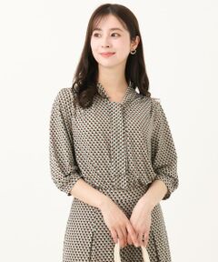 Maison de CINQ / メゾン ドゥ サンク カットソー | 【小さいサイズ】幾何柄ボウタイジャージーカットソー/洗える/セットアップ対応