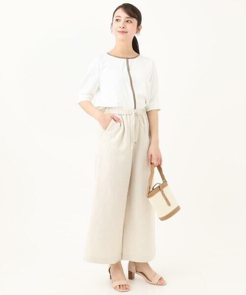 Maison de CINQ / メゾン ドゥ サンク チノ・ワークパンツ | 【小さいサイズ】リネン混イージーワイドパンツ/洗える/セットアップ対応 | 詳細22