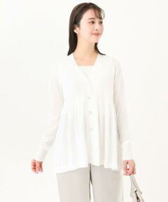 Maison de CINQ / メゾン ドゥ サンク カーディガン・ボレロ | 【小さいサイズ】ペプラムデザインVネックニットカーディガン/接触冷感/UVカット/洗える