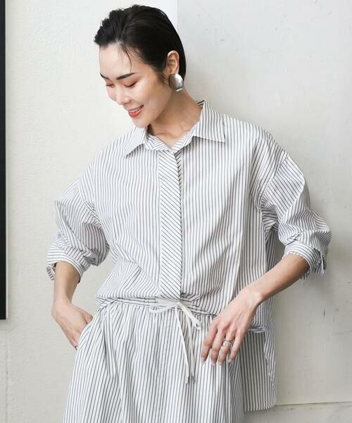 Maison de CINQ / メゾン ドゥ サンク シャツ・ブラウス | [小さいサイズ]ビックシルエットストライプシャツ(セットアップ対応) | 詳細1