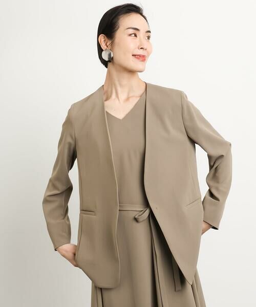 Maison de CINQ / メゾン ドゥ サンク ノーカラージャケット | [小さいサイズ]ノーカラージャケット(接触冷感/セットアップ対応) | 詳細2