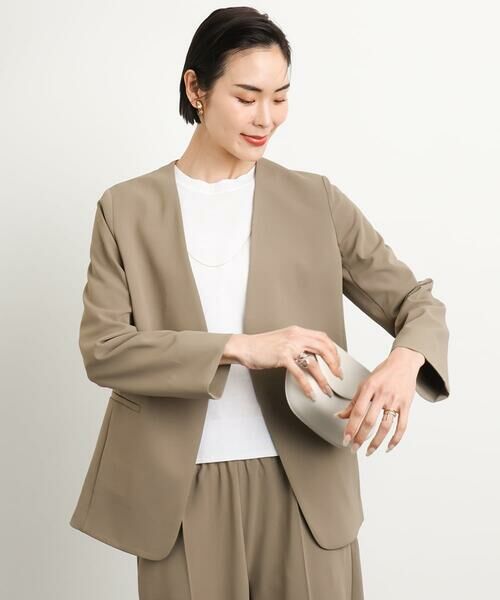 Maison de CINQ / メゾン ドゥ サンク ノーカラージャケット | [小さいサイズ]ノーカラージャケット(接触冷感/セットアップ対応) | 詳細3