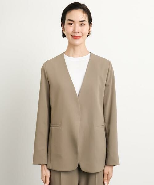 Maison de CINQ / メゾン ドゥ サンク ノーカラージャケット | [小さいサイズ]ノーカラージャケット(接触冷感/セットアップ対応) | 詳細4