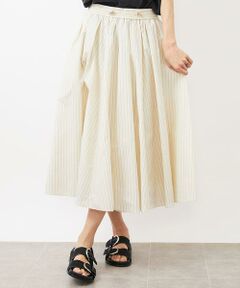 Maison de CINQ / メゾン ドゥ サンク ロング・マキシ丈スカート | [小さいサイズ]スピンドルギャザースカート ストライプ柄(ドライタッチ/セットアップ対応)