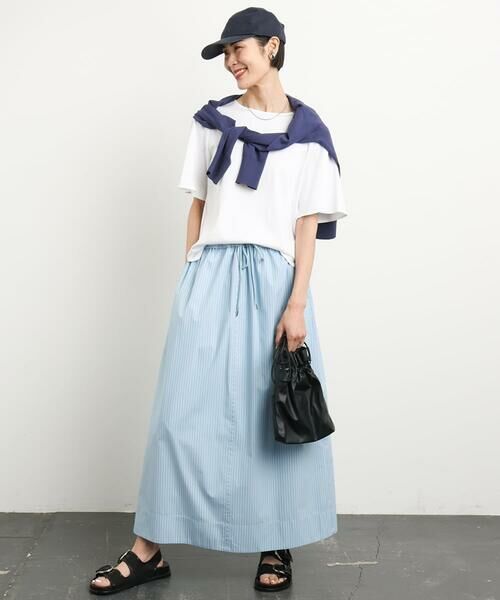 Maison de CINQ / メゾン ドゥ サンク ロング・マキシ丈スカート | [小さいサイズ]ストライプストレートスカート(セットアップ対応) | 詳細12