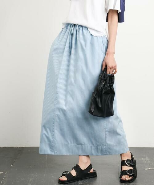 Maison de CINQ / メゾン ドゥ サンク ロング・マキシ丈スカート | [小さいサイズ]ストライプストレートスカート(セットアップ対応) | 詳細3