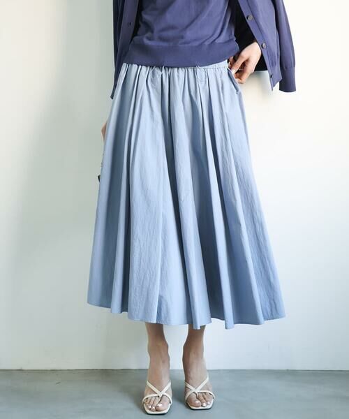 Maison de CINQ / メゾン ドゥ サンク ロング・マキシ丈スカート | [小さいサイズ]スピンドルギャザースカート 無地(ドライタッチ/セットアップ対応) | 詳細2