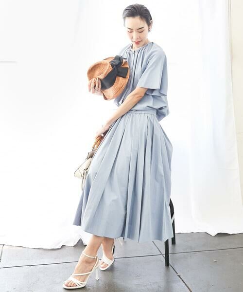 Maison de CINQ / メゾン ドゥ サンク ロング・マキシ丈スカート | [小さいサイズ]スピンドルギャザースカート 無地(ドライタッチ/セットアップ対応) | 詳細20