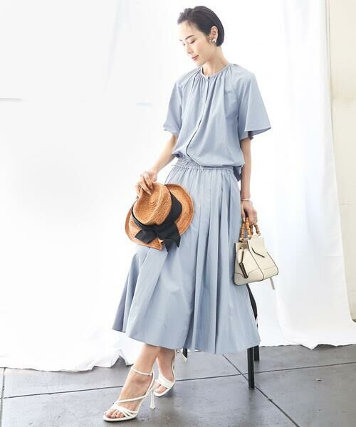 Maison de CINQ / メゾン ドゥ サンク ロング・マキシ丈スカート | [小さいサイズ]スピンドルギャザースカート 無地(ドライタッチ/セットアップ対応) | 詳細21