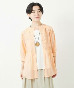 Maison de CINQ / メゾン ドゥ サンク シャツ・ブラウス | コットンボイルノーカラーデザインブラウス