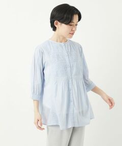 Maison de CINQ / メゾン ドゥ サンク シャツ・ブラウス | コットンボイルノーカラーデザインブラウス