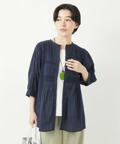 Maison de CINQ / メゾン ドゥ サンク シャツ・ブラウス | コットンボイルノーカラーデザインブラウス