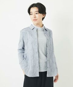 Maison de CINQ / メゾン ドゥ サンク シャツ・ブラウス | コットンリネンドット柄ピンタックブラウス