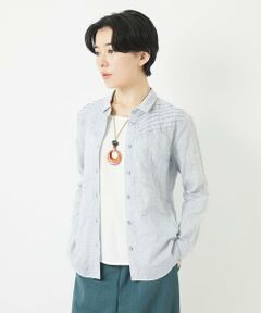 Maison de CINQ / メゾン ドゥ サンク シャツ・ブラウス | コットンリネンドット柄ピンタックブラウス