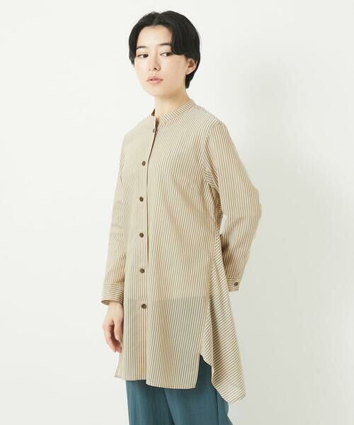 Maison de CINQ / メゾン ドゥ サンク チュニック | オーガニックコットンストライプチュニック丈ブラウス | 詳細4