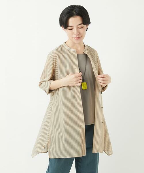 Maison de CINQ / メゾン ドゥ サンク チュニック | オーガニックコットンストライプチュニック丈ブラウス | 詳細5