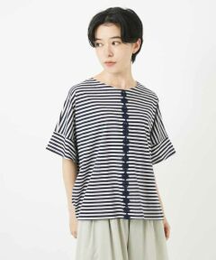 Maison de CINQ / メゾン ドゥ サンク カットソー | [日本製]レースデザインボーダーカットソー