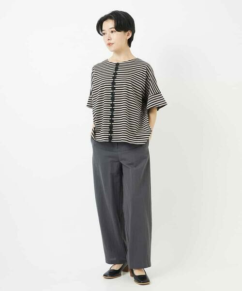 Maison de CINQ / メゾン ドゥ サンク カットソー | [日本製]レースデザインボーダーカットソー | 詳細15