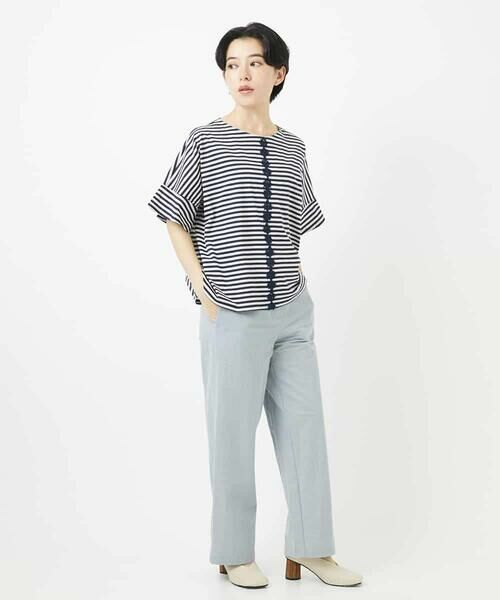 Maison de CINQ / メゾン ドゥ サンク カットソー | [日本製]レースデザインボーダーカットソー | 詳細24