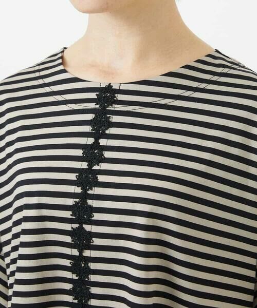 Maison de CINQ / メゾン ドゥ サンク カットソー | [日本製]レースデザインボーダーカットソー | 詳細9