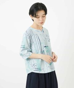 Maison de CINQ / メゾン ドゥ サンク カットソー | [日本製]線描きフラワープリントカットソー