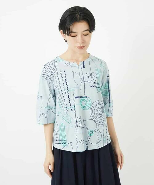 Maison de CINQ / メゾン ドゥ サンク カットソー | [日本製]線描きフラワープリントカットソー | 詳細5