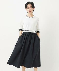 Maison de CINQ / メゾン ドゥ サンク ロング・マキシ丈ワンピース | タフタドッキング配色ボーダーニットワンピース