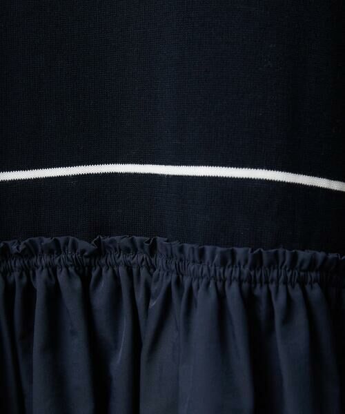 Maison de CINQ / メゾン ドゥ サンク ロング・マキシ丈ワンピース | タフタドッキング配色ボーダーニットワンピース | 詳細12