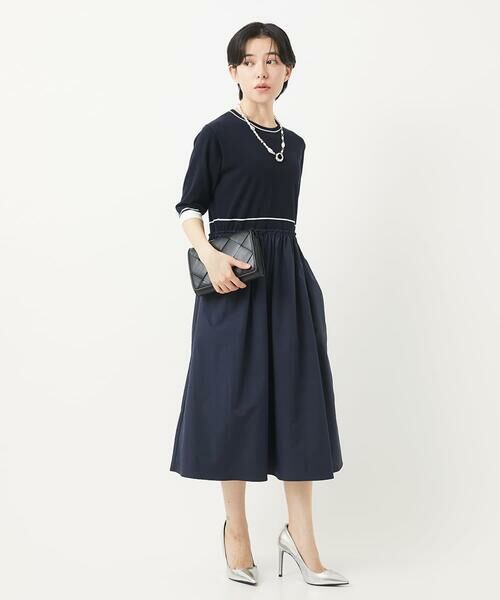 Maison de CINQ / メゾン ドゥ サンク ロング・マキシ丈ワンピース | タフタドッキング配色ボーダーニットワンピース | 詳細14