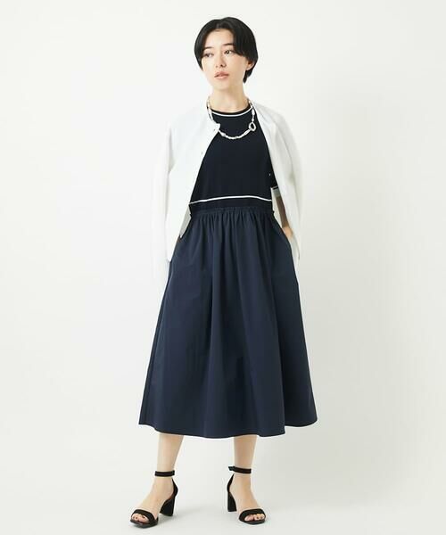 Maison de CINQ / メゾン ドゥ サンク ロング・マキシ丈ワンピース | タフタドッキング配色ボーダーニットワンピース | 詳細15