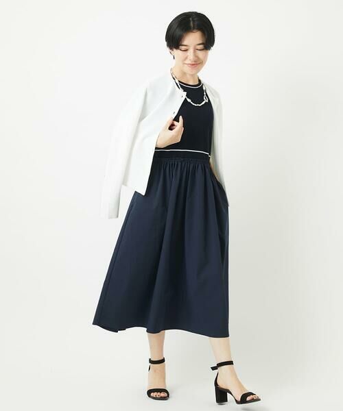 Maison de CINQ / メゾン ドゥ サンク ロング・マキシ丈ワンピース | タフタドッキング配色ボーダーニットワンピース | 詳細16