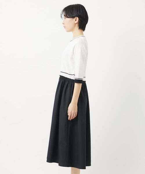 Maison de CINQ / メゾン ドゥ サンク ロング・マキシ丈ワンピース | タフタドッキング配色ボーダーニットワンピース | 詳細5