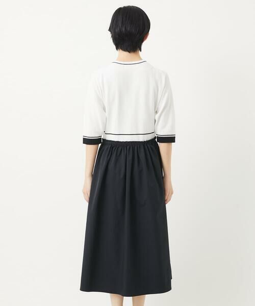 Maison de CINQ / メゾン ドゥ サンク ロング・マキシ丈ワンピース | タフタドッキング配色ボーダーニットワンピース | 詳細6