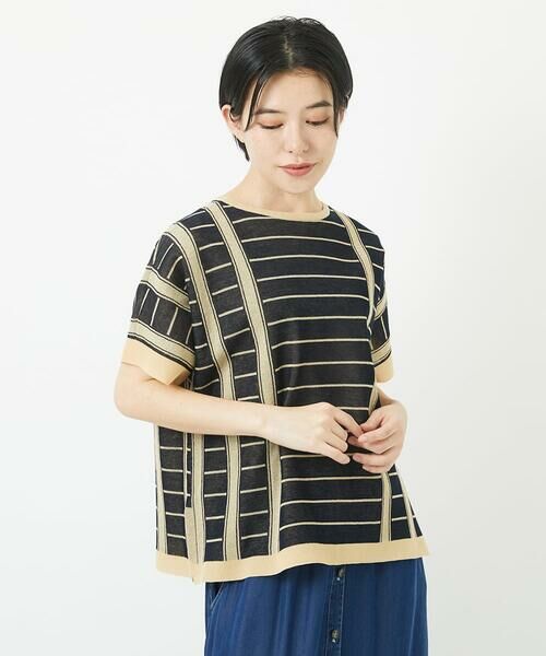 Maison de CINQ / メゾン ドゥ サンク ニット・セーター | ジャガードストライプ幾何柄シアーニット | 詳細1