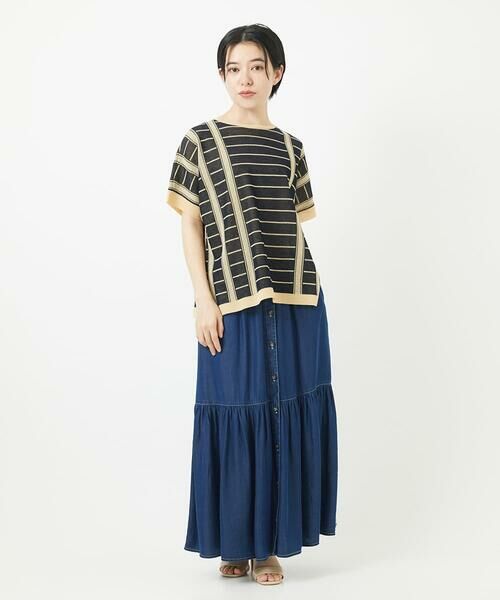 Maison de CINQ / メゾン ドゥ サンク ニット・セーター | ジャガードストライプ幾何柄シアーニット | 詳細12