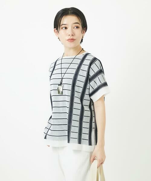 Maison de CINQ / メゾン ドゥ サンク ニット・セーター | ジャガードストライプ幾何柄シアーニット | 詳細2