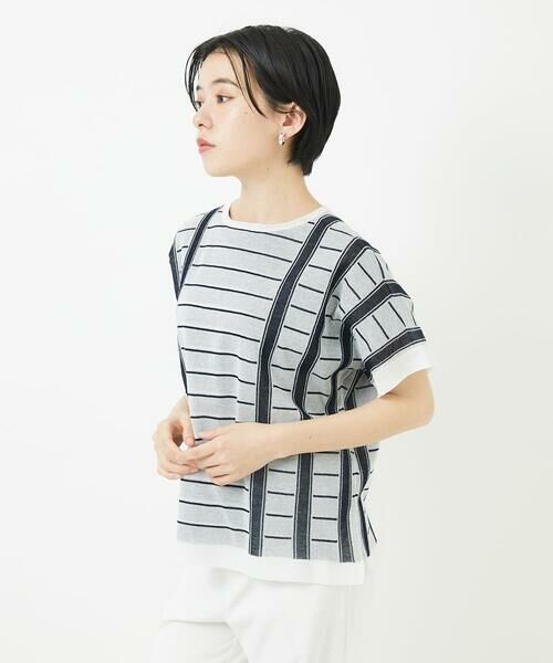 Maison de CINQ / メゾン ドゥ サンク ニット・セーター | ジャガードストライプ幾何柄シアーニット | 詳細3