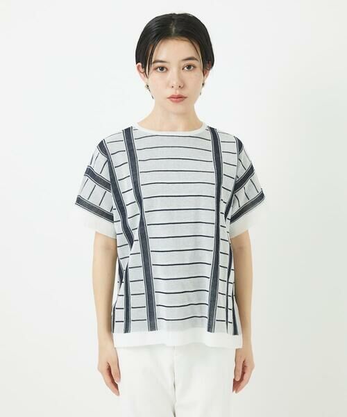 Maison de CINQ / メゾン ドゥ サンク ニット・セーター | ジャガードストライプ幾何柄シアーニット | 詳細4