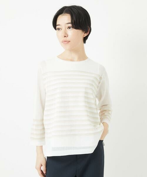 Maison de CINQ / メゾン ドゥ サンク ニット・セーター | [吸湿速乾]シアーボーダーボートネックラメニット | 詳細2